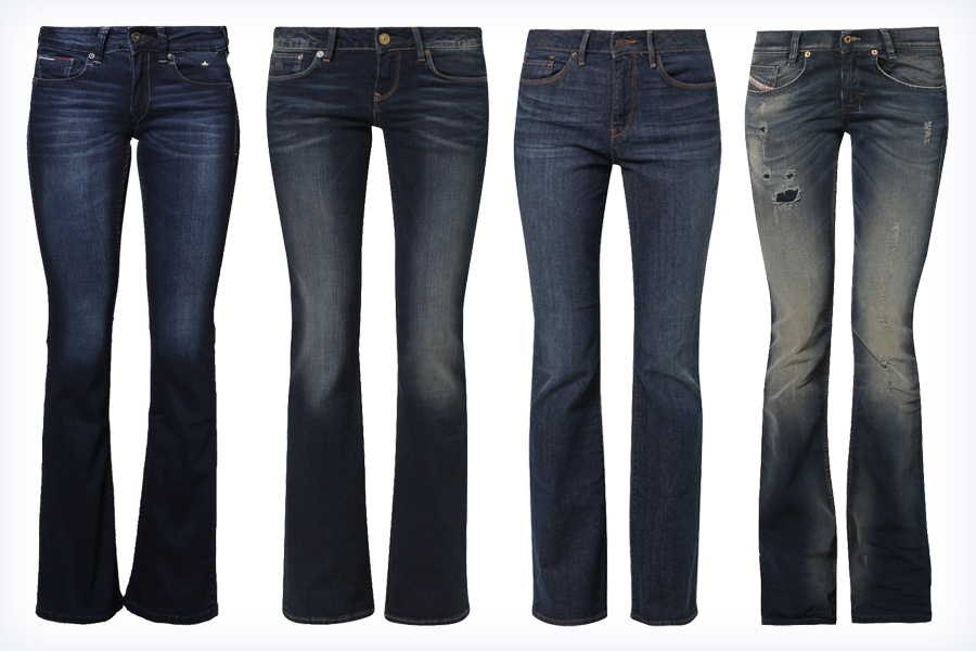 Cztery pary jeansów bootcut