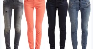 Cztery pary modnych damskich markowych jeansów