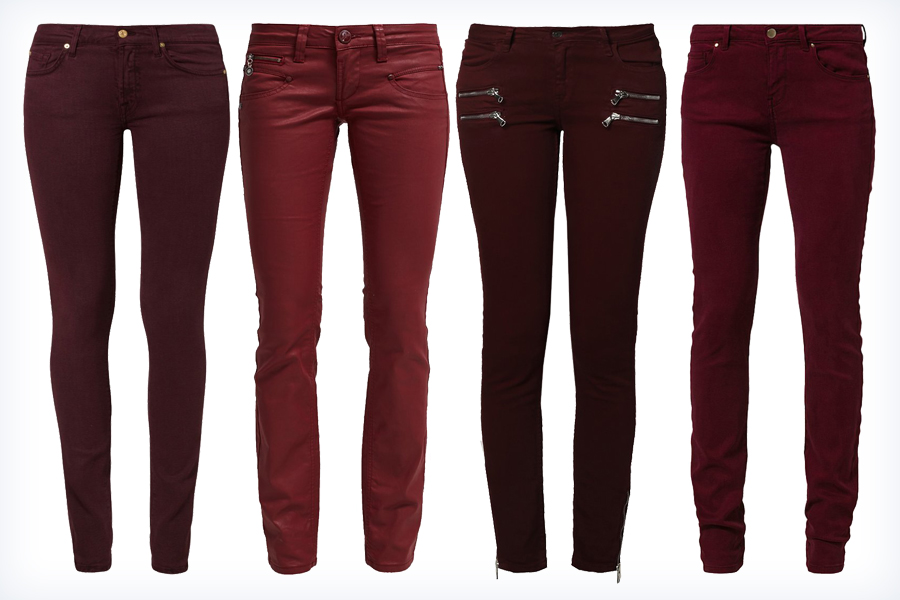 Damskie czerwone jeansy