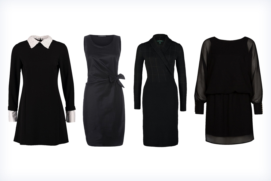 Cztery ciemne sukienki do biura