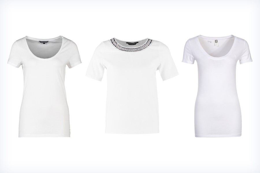 Trzy damskie białe koszulki